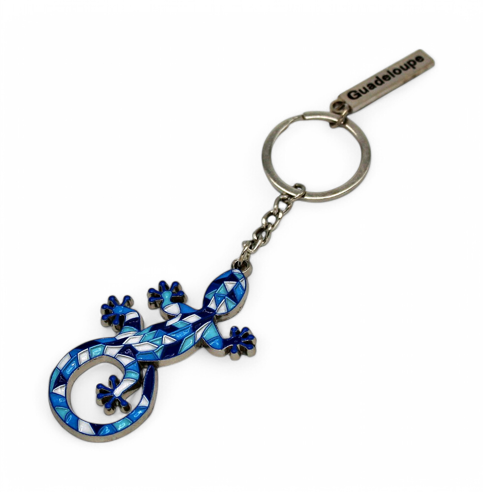 Porte-Clé Métal Lezard Bleu