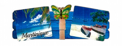 Magnet Bois 2 Photo Pince Plage Des Salines + Yoles MQ