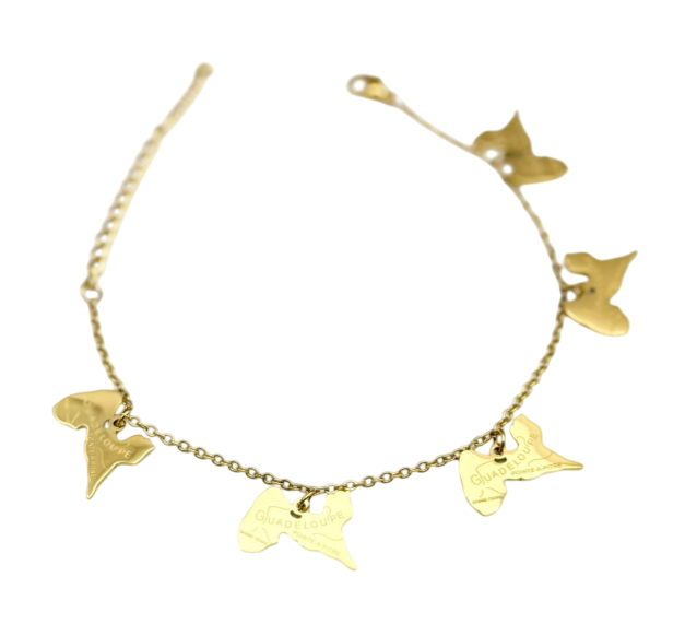 Bracelet Métal Chaine Carte Couleur Or