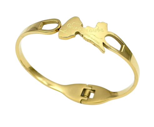 Bracelet Métal Jonc Ajustable Carte Couleur Or