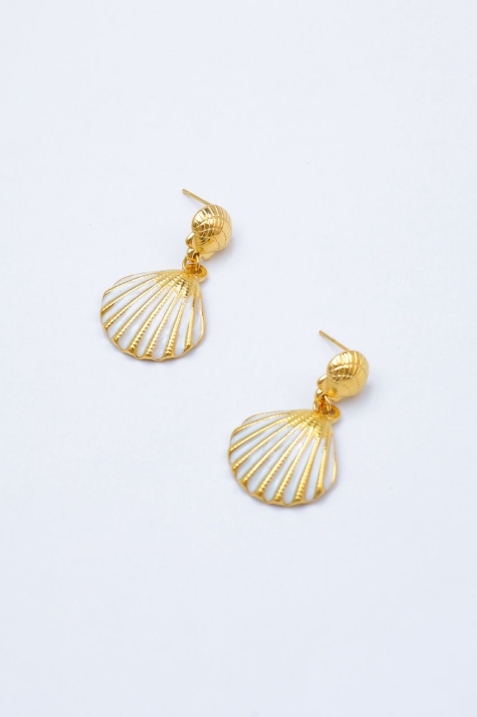 Boucle D'oreille inoxydable coquillage doré et couleur