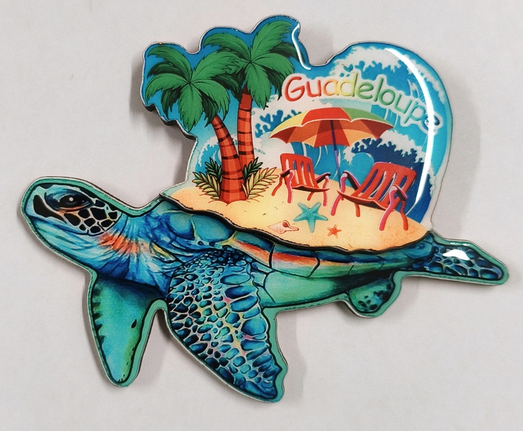 Magnet MDF Tortue avec plage sur carapace