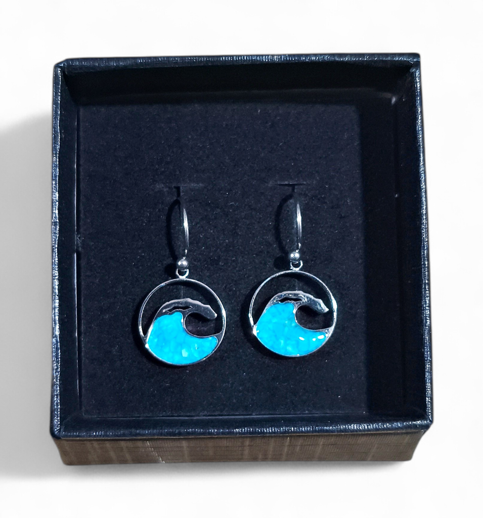 BO Acier inoxydable Sodalite vague bleu turquoise