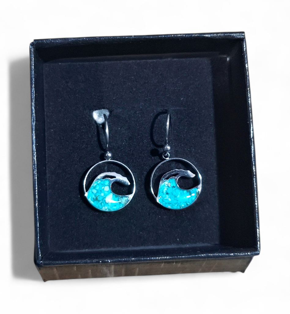 BO Acier inoxydable Sodalite vague vert turquoise