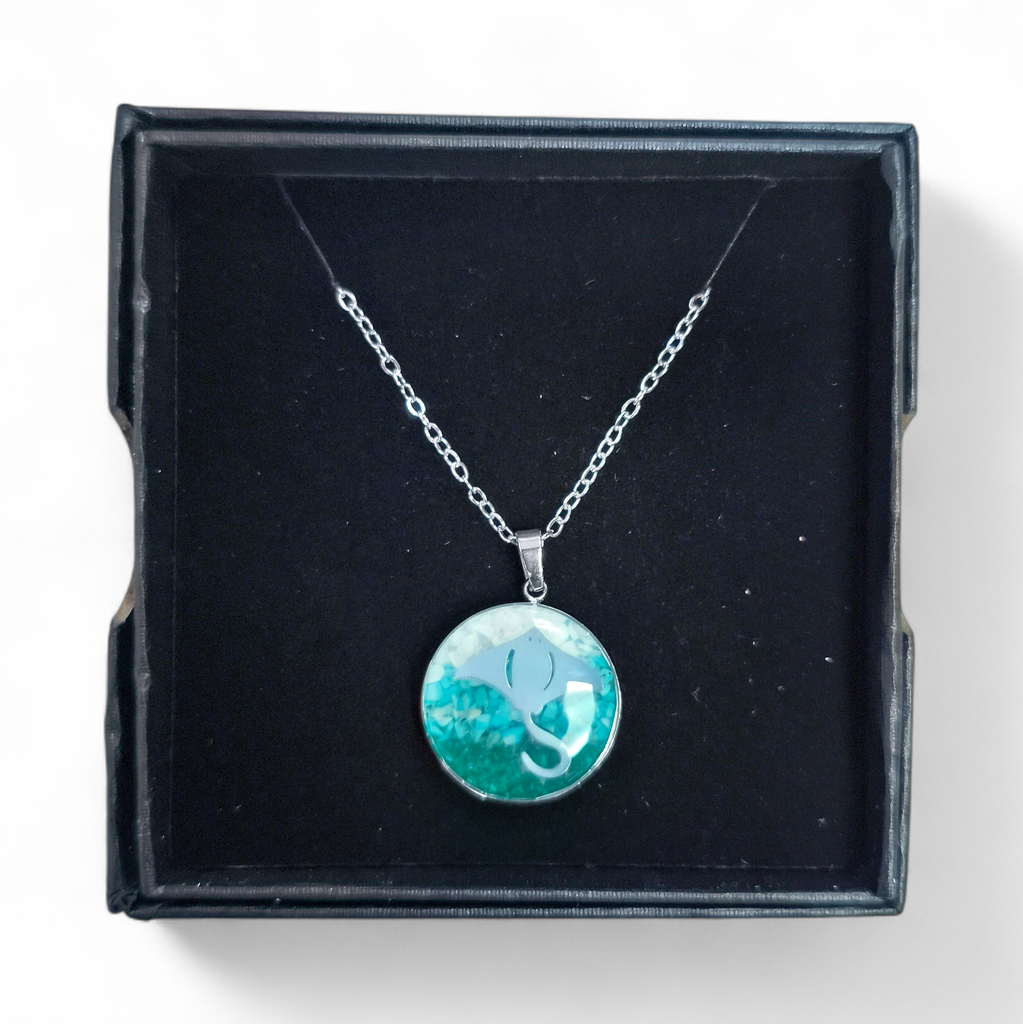 Collier Acier inoxydable Sodalite rond Ray sable vert turquoise