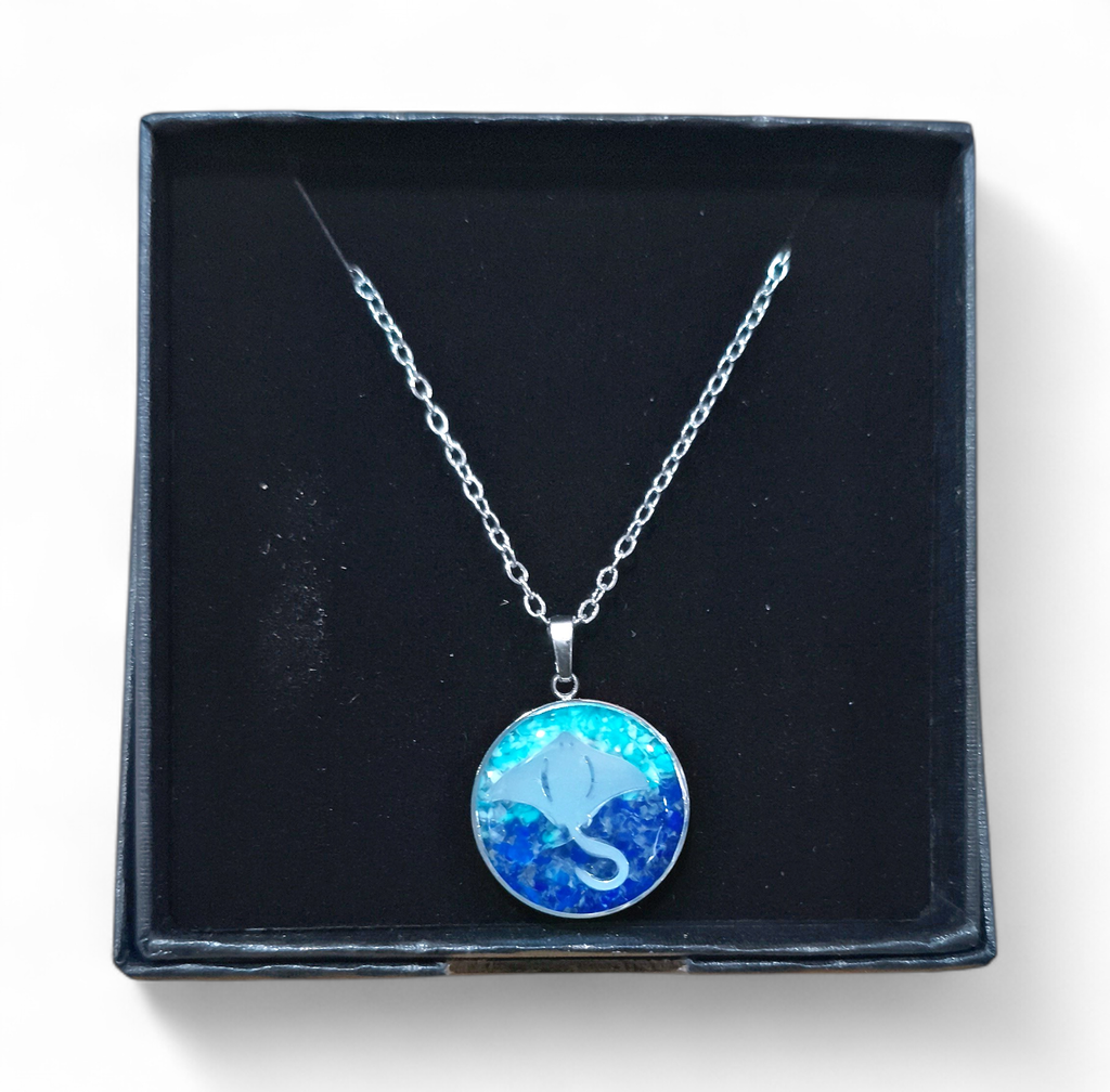 Collier Acier inoxydable Sodalite rond Ray sable bleu turquoise